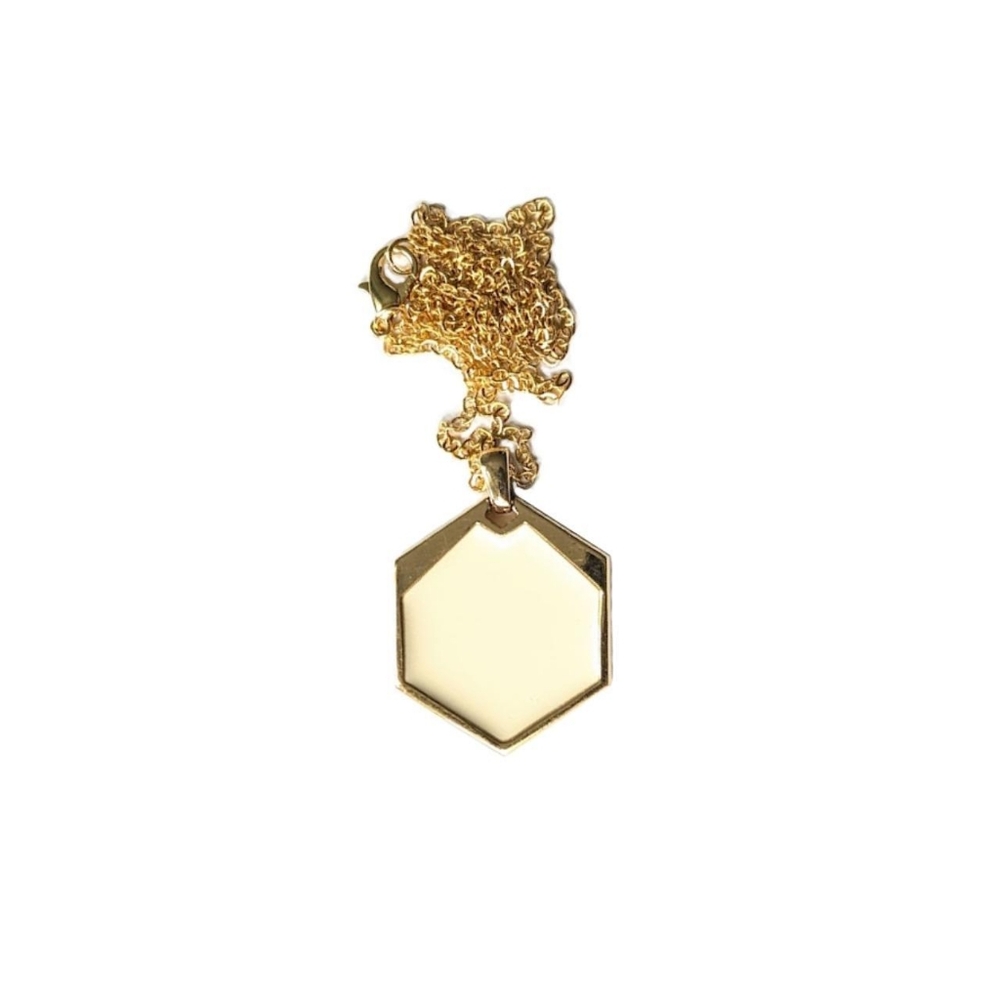 Vintage Monet Jewelry cream and gold hexagon necklace